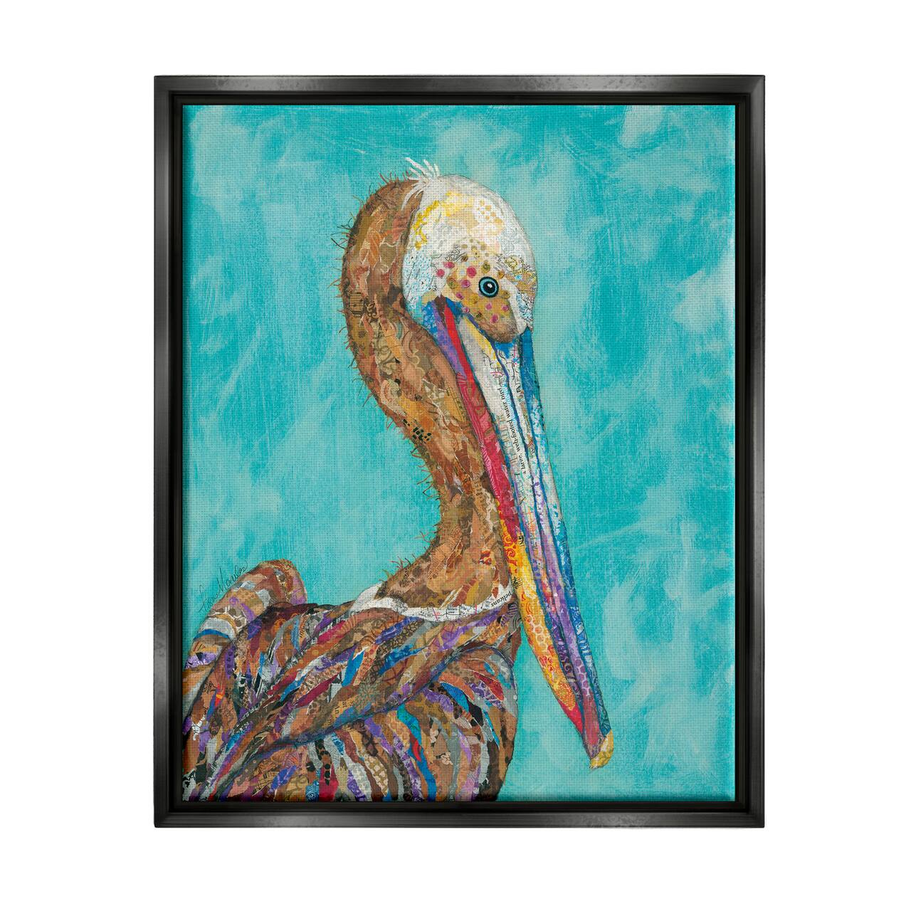 Stupell Industries Beautiful Pelican Bird Vivid Patterns Framed Floater Canvas Wall Art